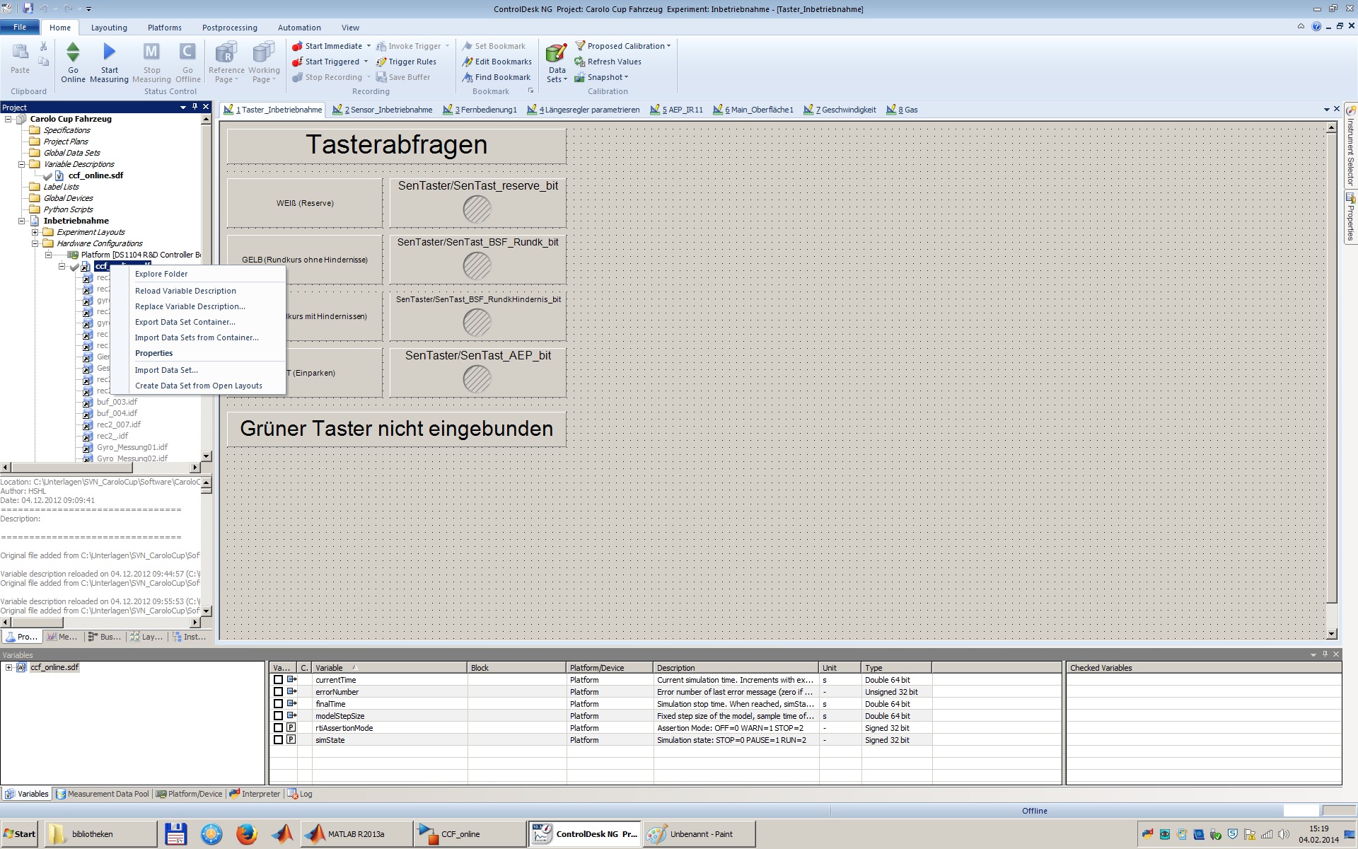 Reload oder Replace in ControlDesk