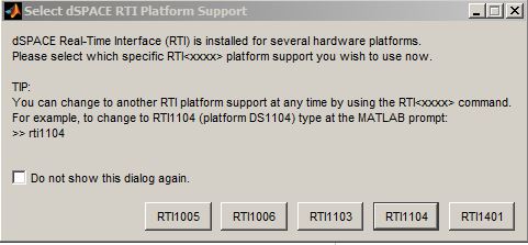 Command Window nach Initialisierung dSpace RTI