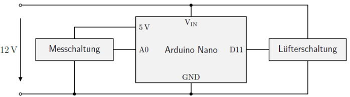 Abbildung 9: Integration des Arduino Nano in die Gesamtschaltung.