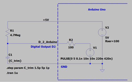 Simulation einer Messschaltung für kleine Kondensatoren im pF Berreich