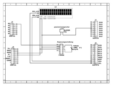 Abb. 09: Schaltplan Sensorauswertung FSR402 mit passivem Lautsprecher und LCD Display