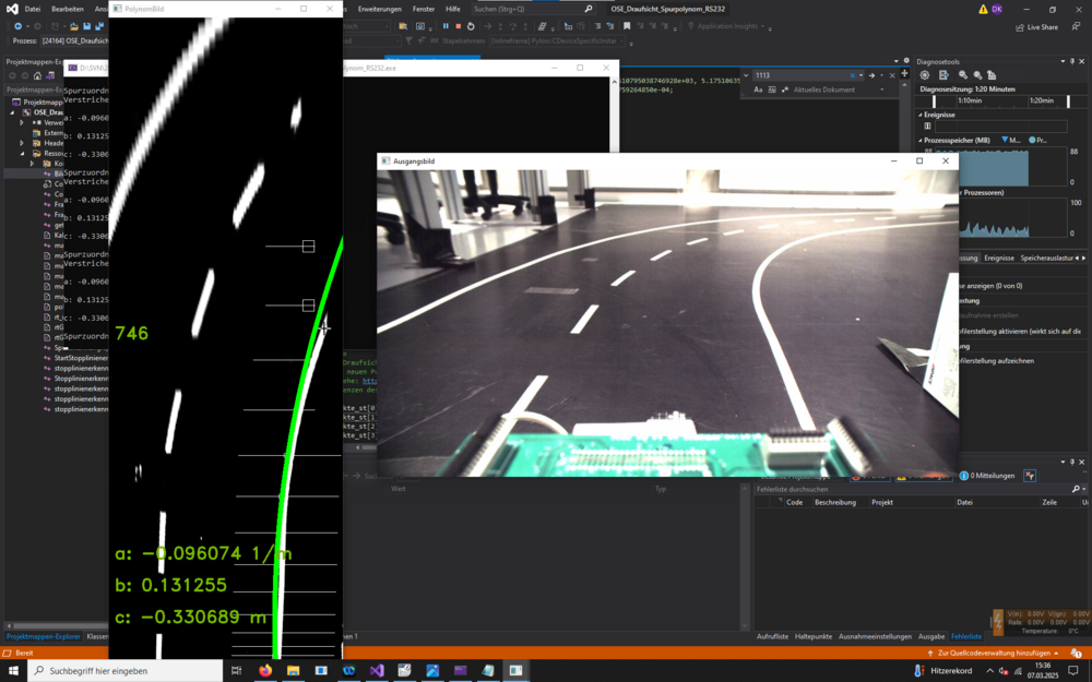 Erkennung der Spur mit neuer Kamera