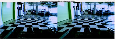 Abb. 5: Vergleich zwischen Originalbild (links) und entzerrtes Bild (rechts) [11]